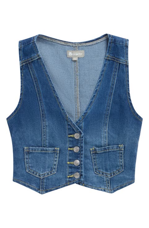 Kids' Crop Denim Vest (Big Kid)