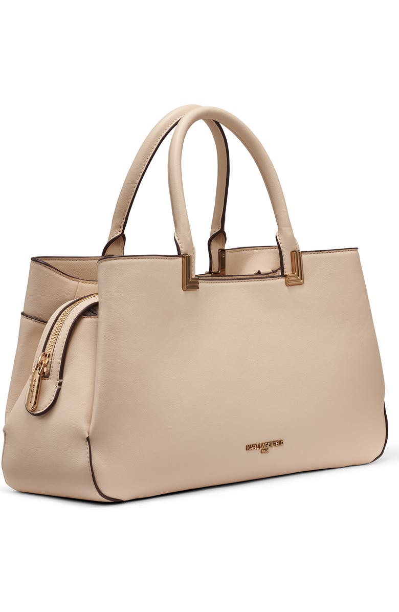 KARL LAGERFELD PARIS Meribel Leather Satchel, Alternate, color, Brie