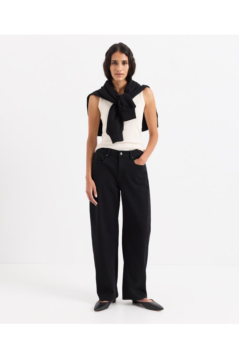 Organic Cotton All-Day Twill Barrel Pant, Alternate, color, Black
