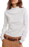 Free People WTF Breezy Cable Knit Mock Neck Top