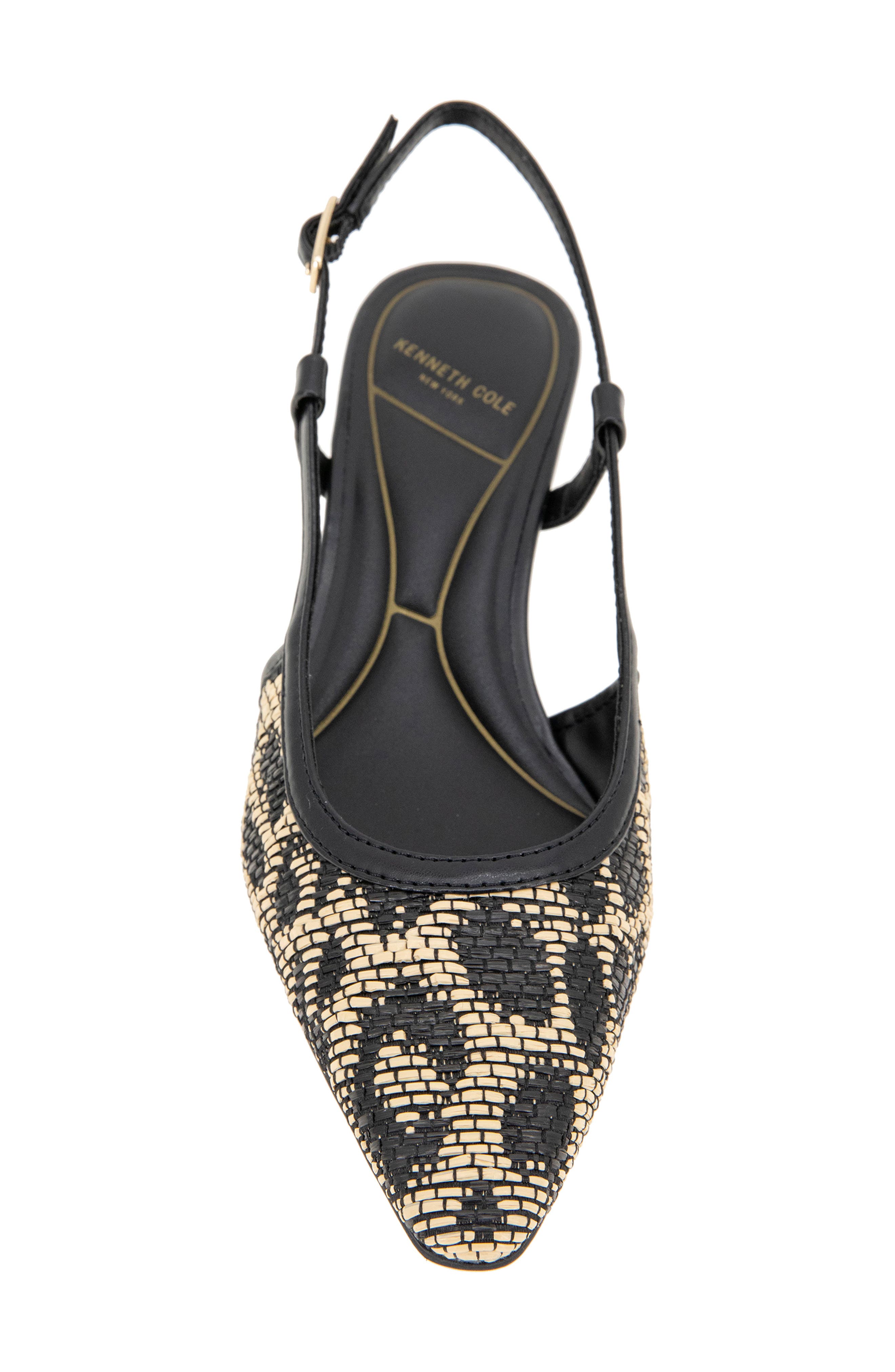 Kenneth Cole New York Martha Snakeskin Embossed Slingback Pump, Alternate, color, Natural/ Black Raffia