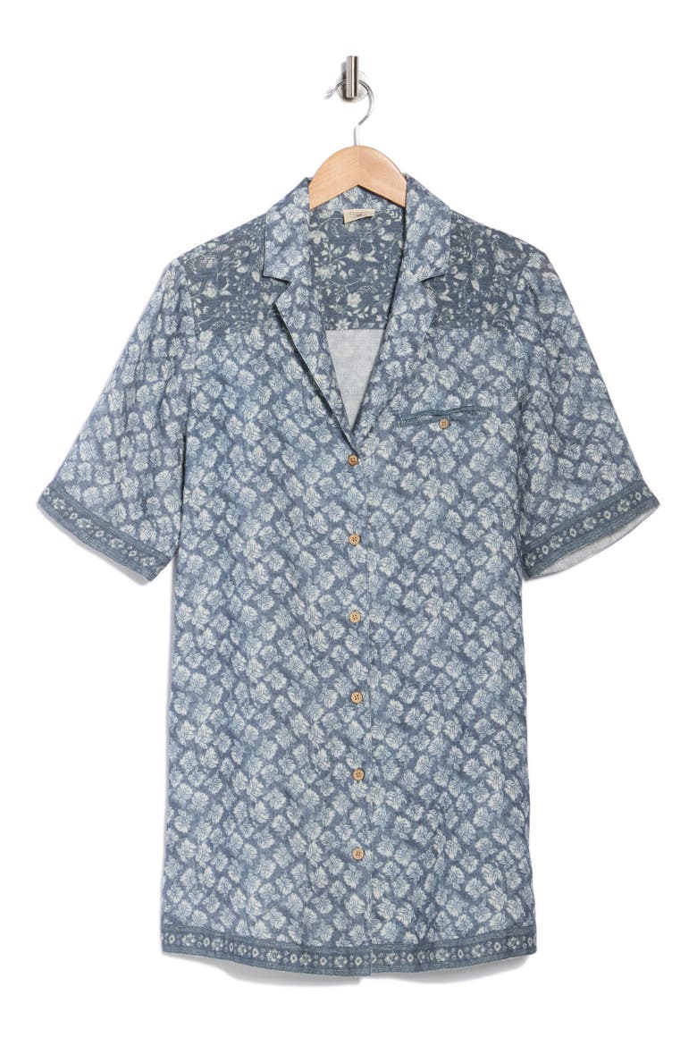 Paradise Point Short Sleeve Linen Shirtdress, Alternate, color, OCEANVIEW BLOSSOM