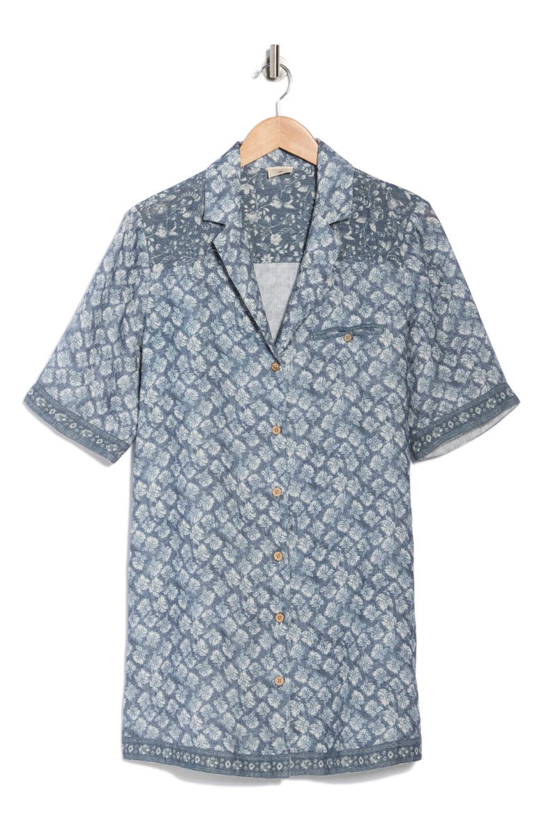 Faherty Paradise Point Short Sleeve Linen Shirtdress, Main, color, Oceanview Blossom