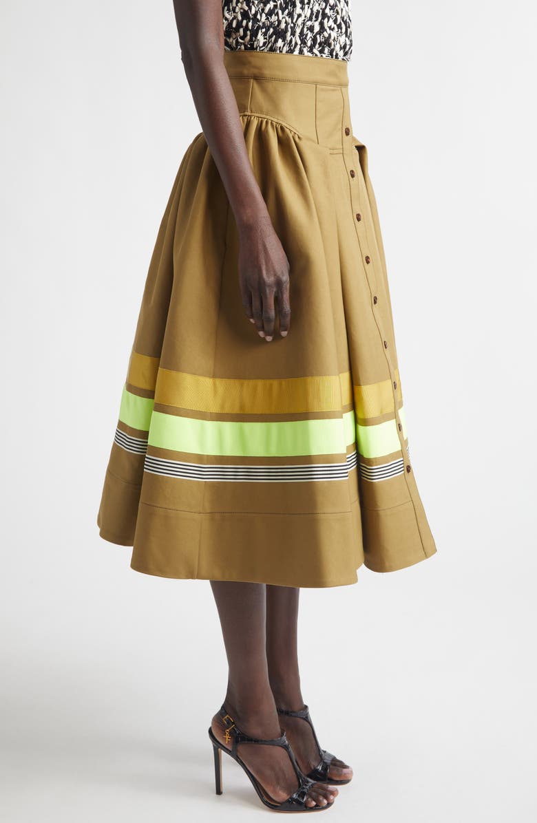 Christopher John Rogers Stripe Detail Midi Skirt, Alternate, color, Cardamom