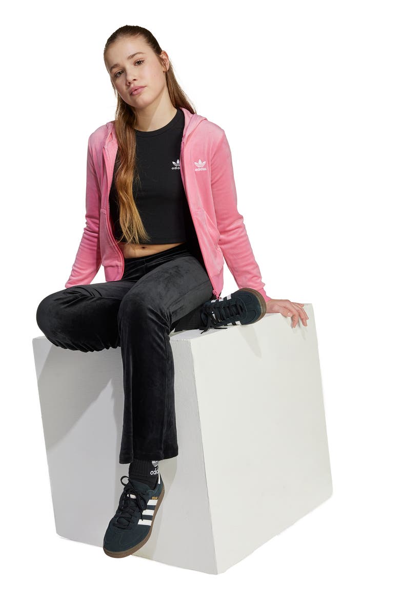 Kids' Velour Flare Pants, Alternate, color, BLACK