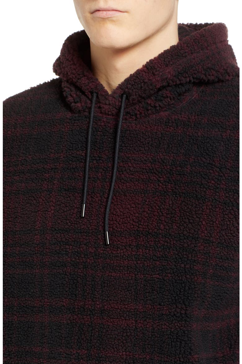 Levi's® x Justin Timberlake Faux Shearling Hooded Sweatshirt, Alternate, color, SERVAL MULLED WINE