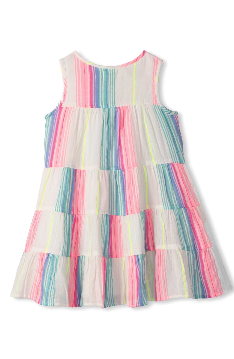 Hatley Kids' Neon Stripes Sleeveless Tiered Dress, Alternate, color, White