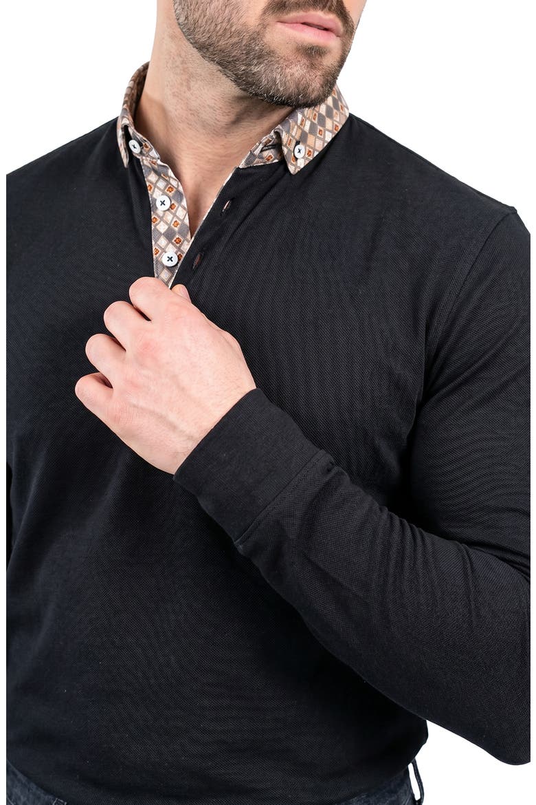 Newton Long Sleeve Polo, Alternate, color, BLACK