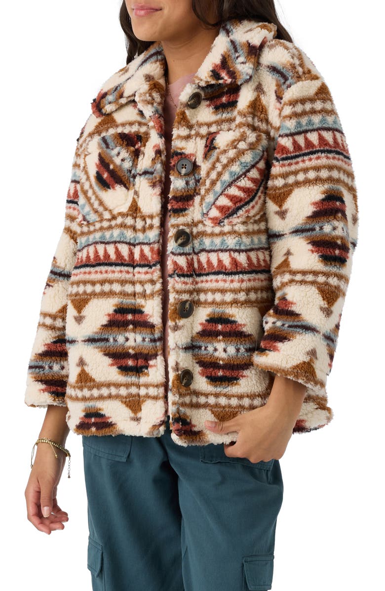 O'Neill Kids' Gene Print Faux Shearling Jacket, Main, color, 