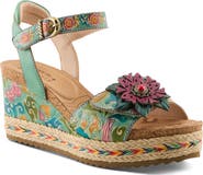 L'Artiste by Spring Step Boca Espadrille Ankle Strap Platform Wedge Sandal