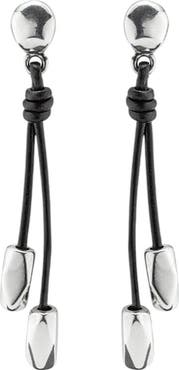 UNODE50 Leather Beaded Drop Earrings