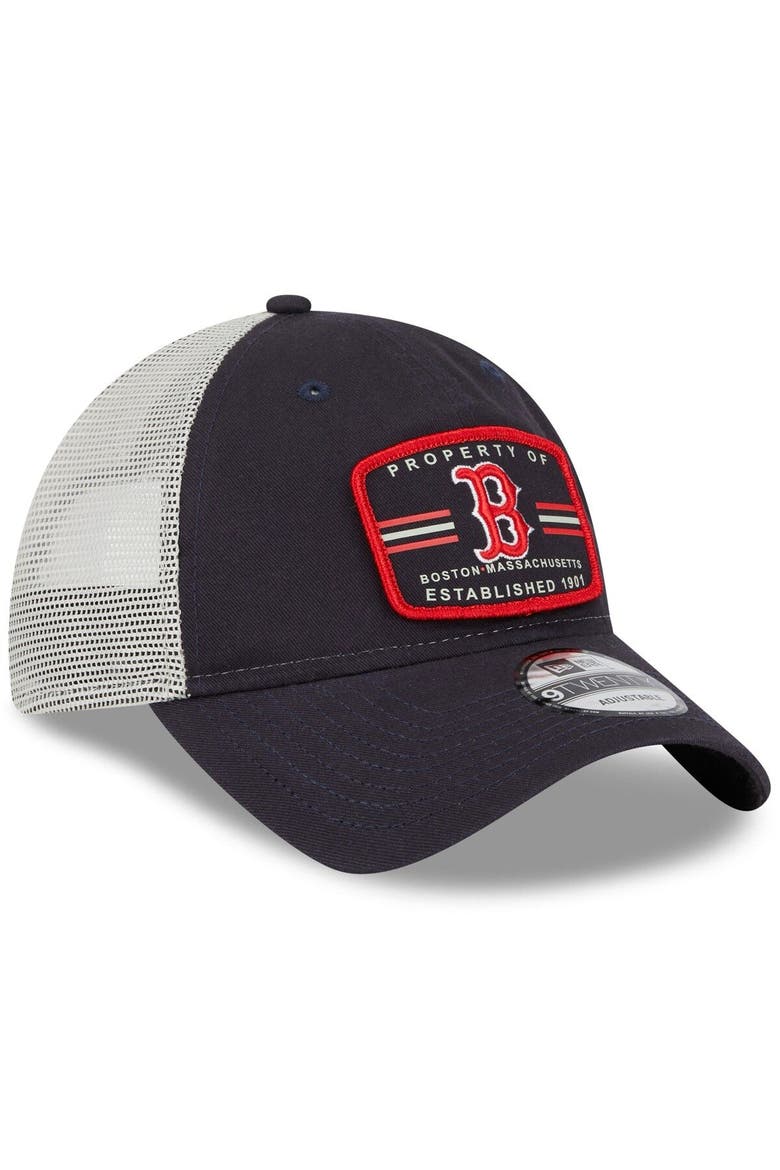 Men's New Era Navy Boston Red Sox Property Trucker 9TWENTY Snapback Hat, Alternate, color, Navy