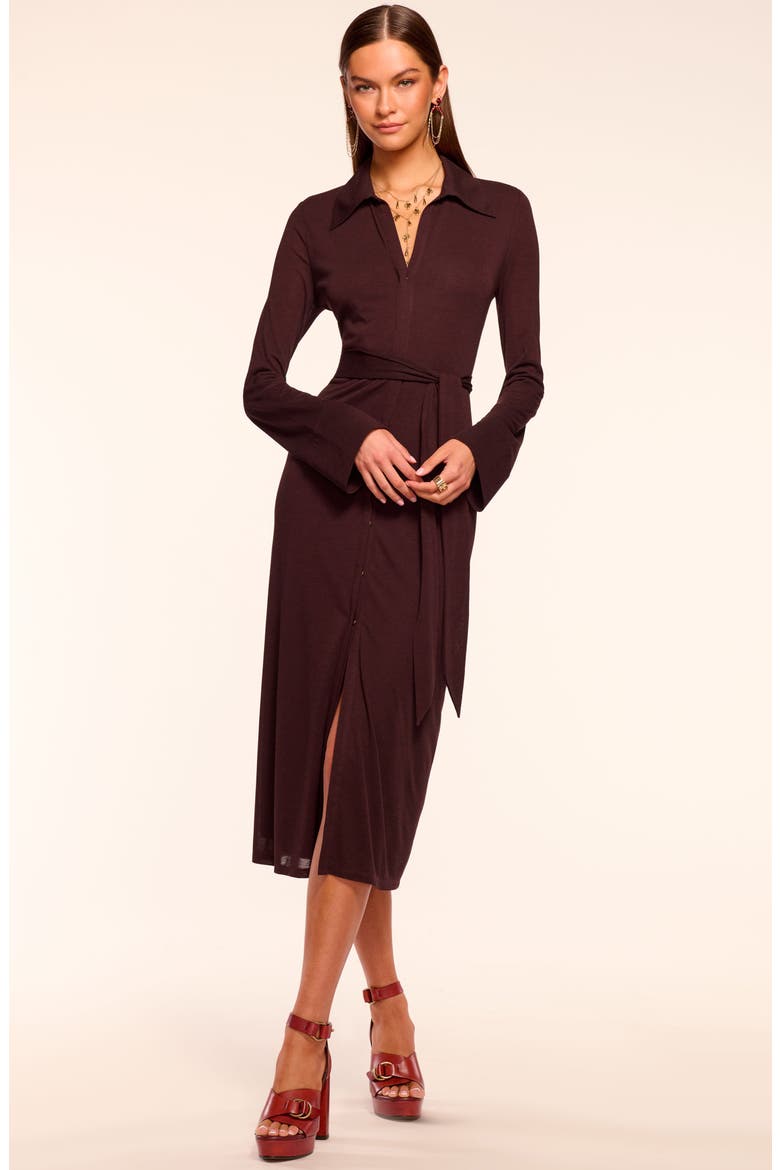 Lydia Long Sleeve Tie Belt Shirtdress, Alternate, color, BLACKBERRY