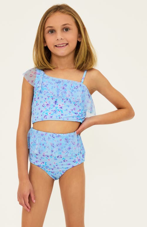 Shop Beach Riot Kids' Ava Daisy Ruffle Two-piece Swimsuit In Iris Petal