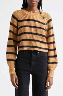 Cinq à Sept Stripe Shaker Stitch Crop Sweater