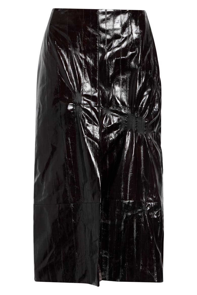 Lacquered Eel Leather Pencil Skirt, Alternate, color, COFFEE