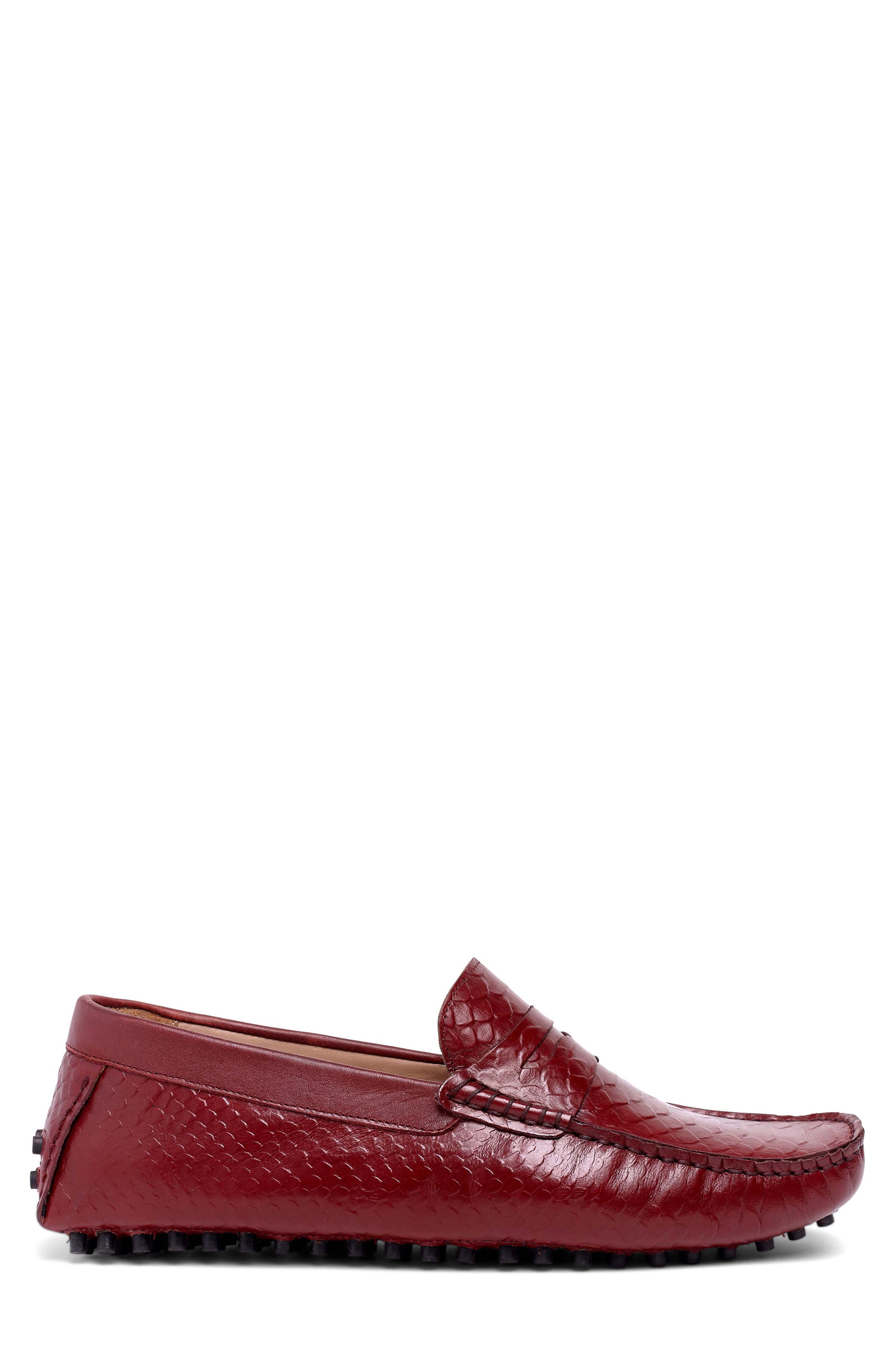 CARLOS SANTANA Jorge Croc Embossed Leather Driver, Alternate, color, Dark Red