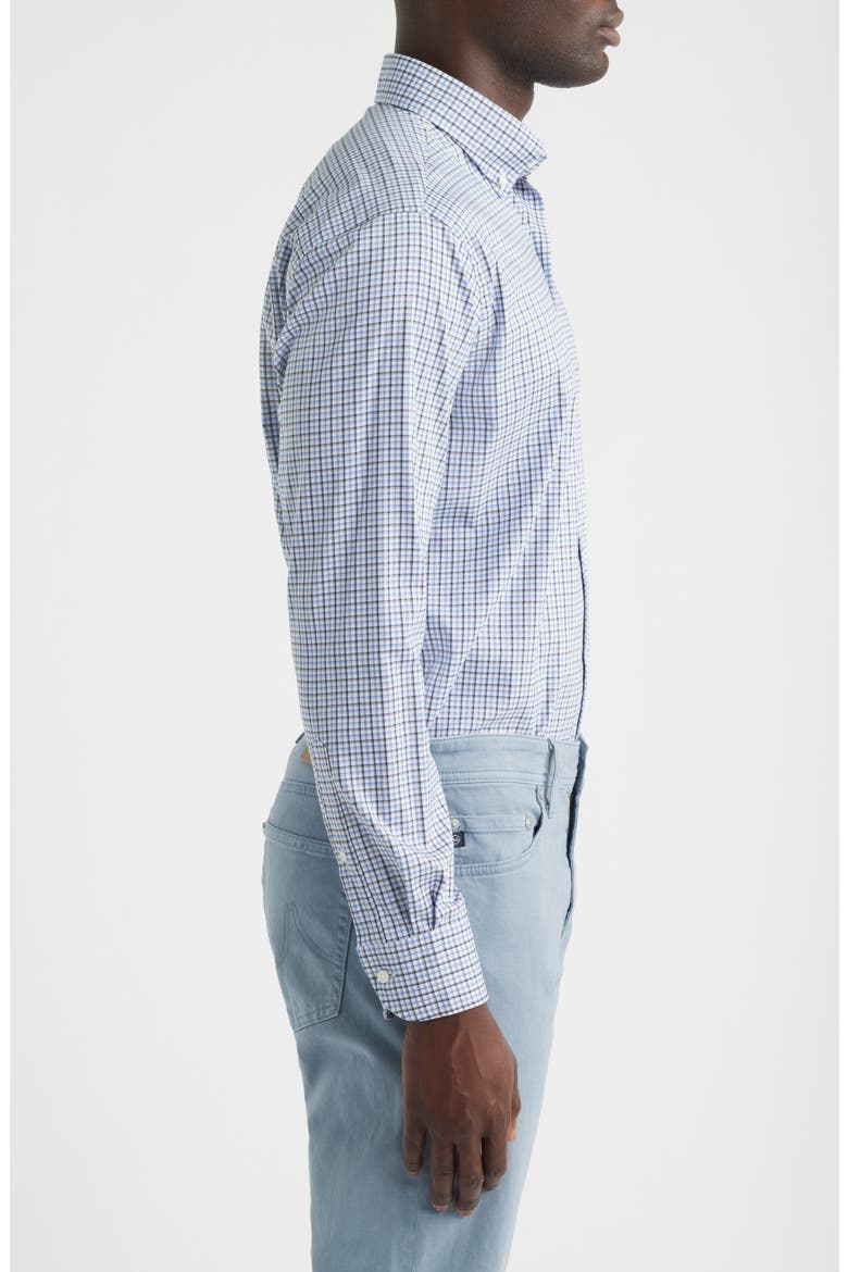 Marshall Check Performance Twill Button-Down Shirt, Alternate, color, NAVY