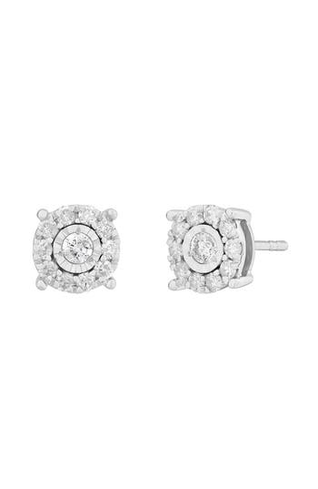 Frankie & Zoe Halo Diamond Stud Earrings In Gold