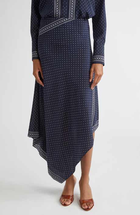 Veronica Beard Hartley Mixed Print Asymmetric Stretch Silk Skirt