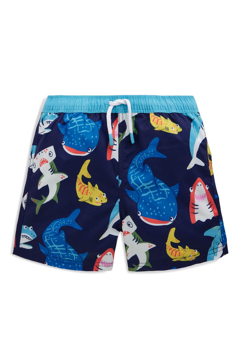 Kids' Print Swim Trunks, Main, color, NAVY SHARKS