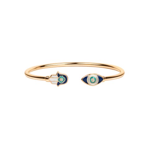Positive Light - Enamel Hamsa Evil Eye Cuff
