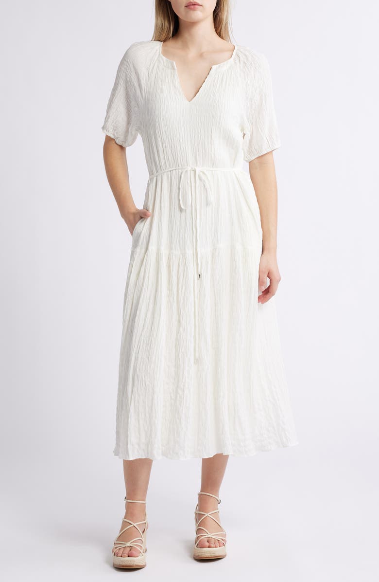 Julia Jordan Smocked Midi Dress, Main, color, Ivory