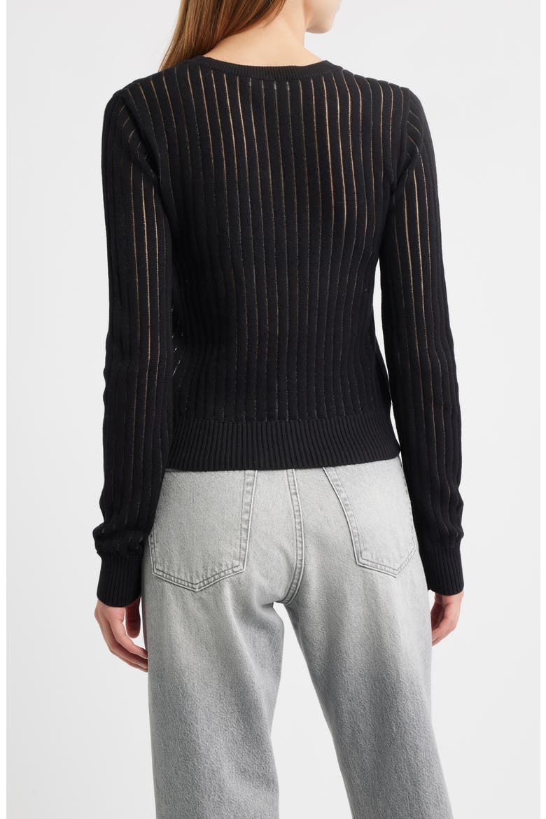 The Sheer Stripe Sweater, Alternate, color, BLACK