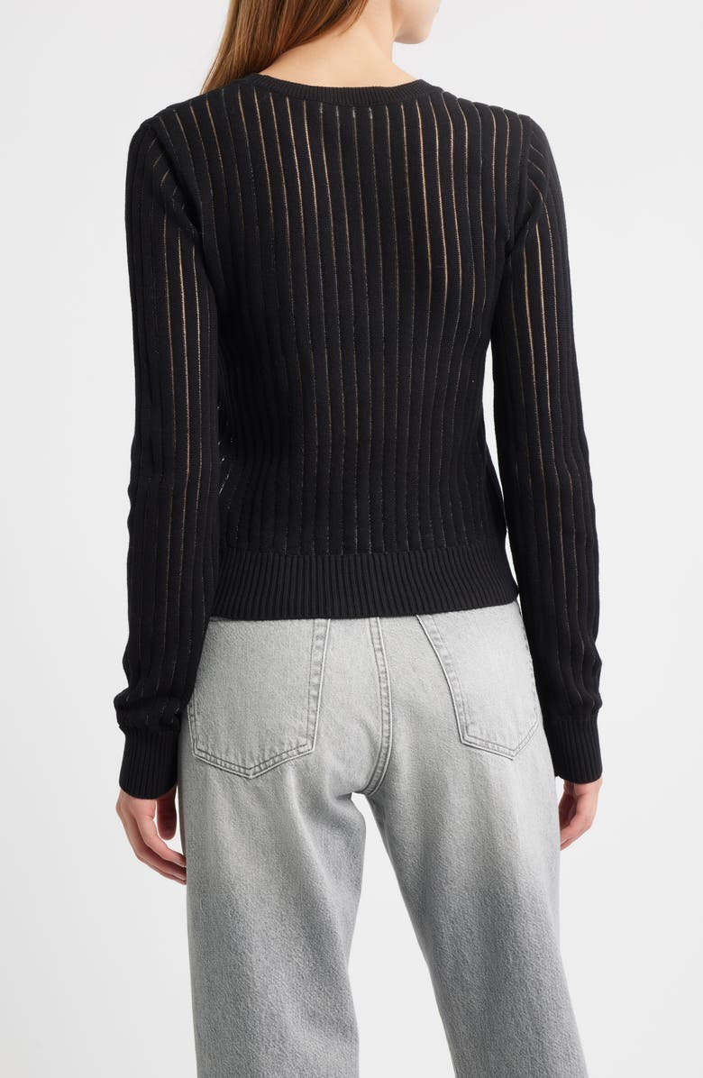 FRAME The Sheer Stripe Sweater, Alternate, color, Black