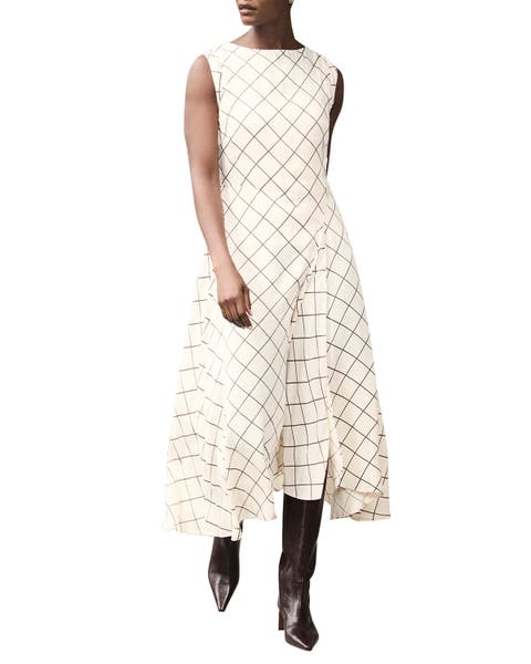 Satin Checked Midi Dress