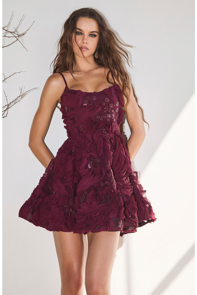 Jordan Floral Sequin Minidress, Alternate, color, MERLOT