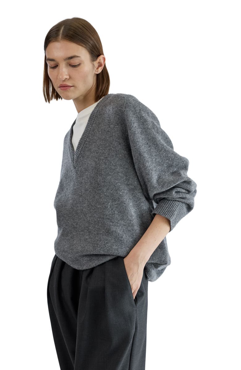 Almina Concept Wool V Neck Sweater, Alternate, color, Grey
