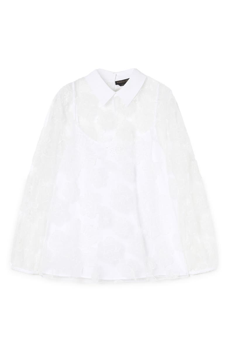 Marina Rinaldi Godezia Embroidered Lace Shirt, Alternate, color, Optical White