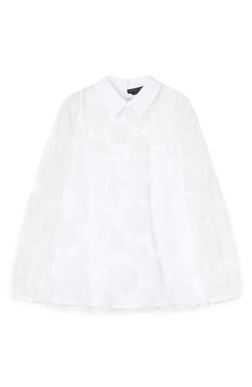Marina Rinaldi Godezia Embroidered Lace Shirt In Optical White