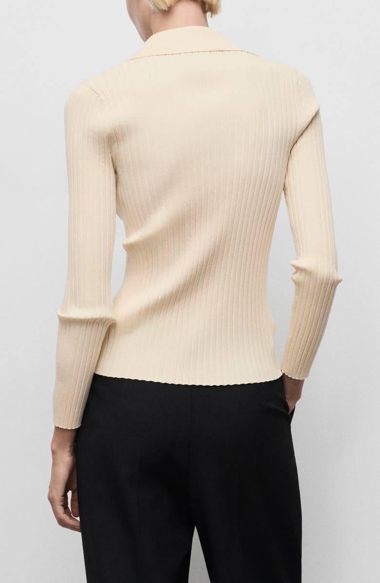 MANGO Rib Button-Up Cardigan, Alternate, color, Ecru