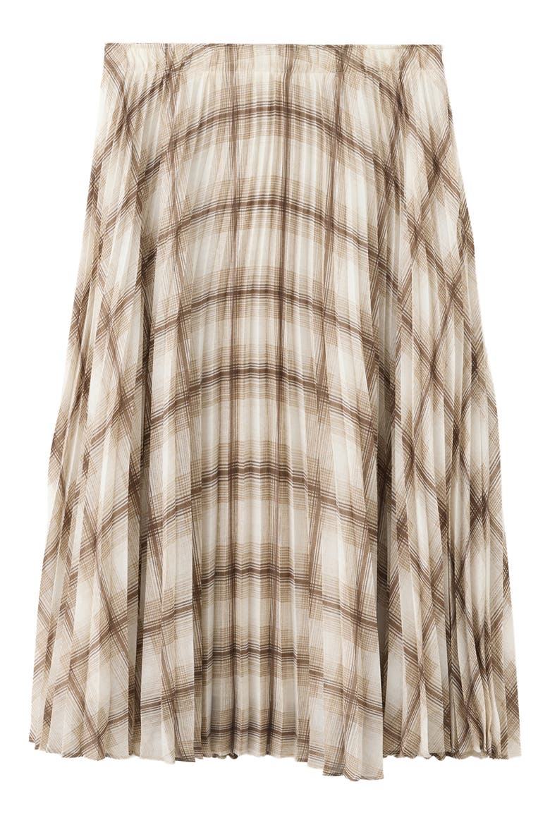 Check Pleated Maxi Skirt, Main, color, BROWN