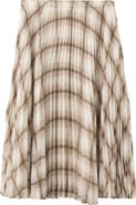 MANGO Check Pleated Maxi Skirt