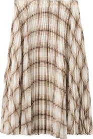 MANGO Check Pleated Maxi Skirt