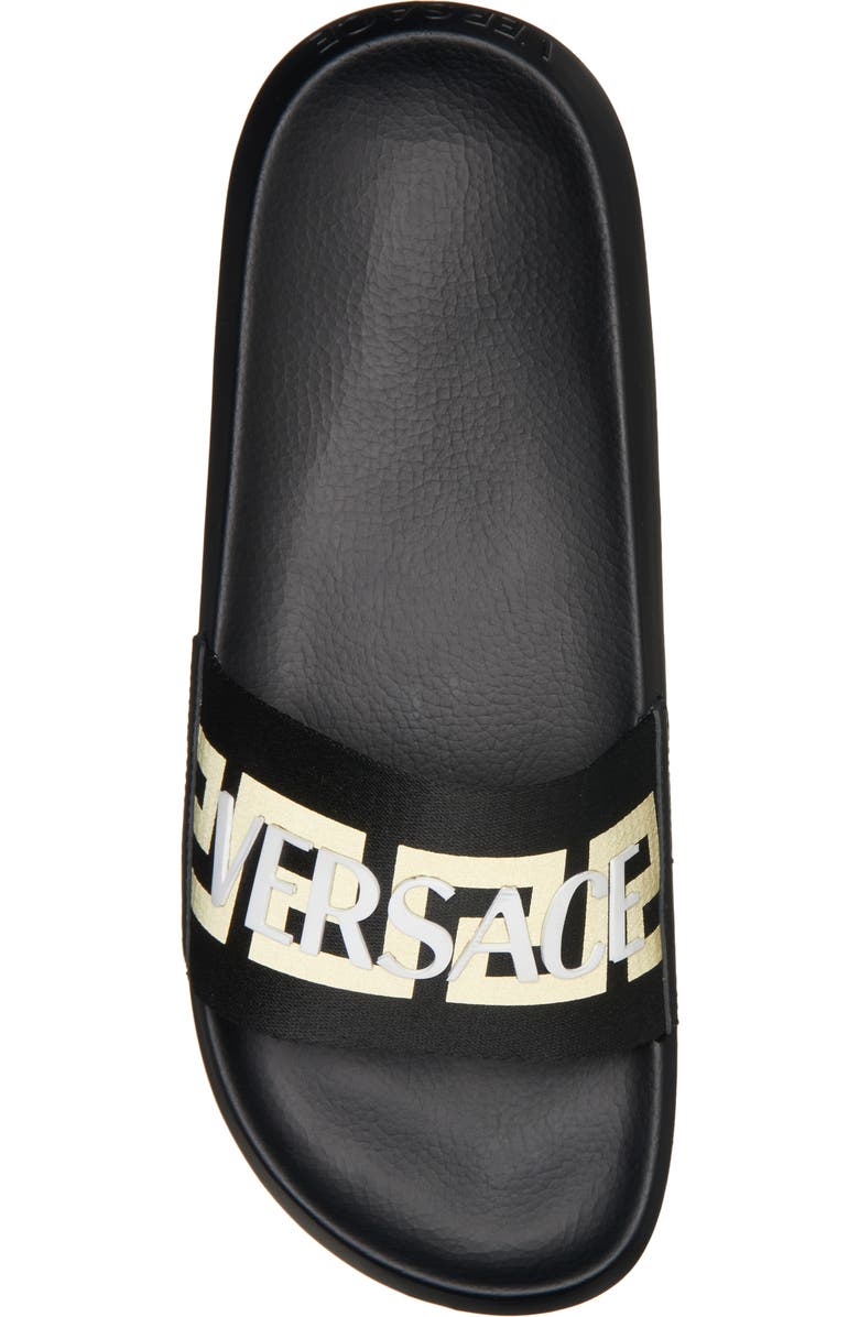 Versace La Greca Logo Pool Slide Sandal, Alternate, color,