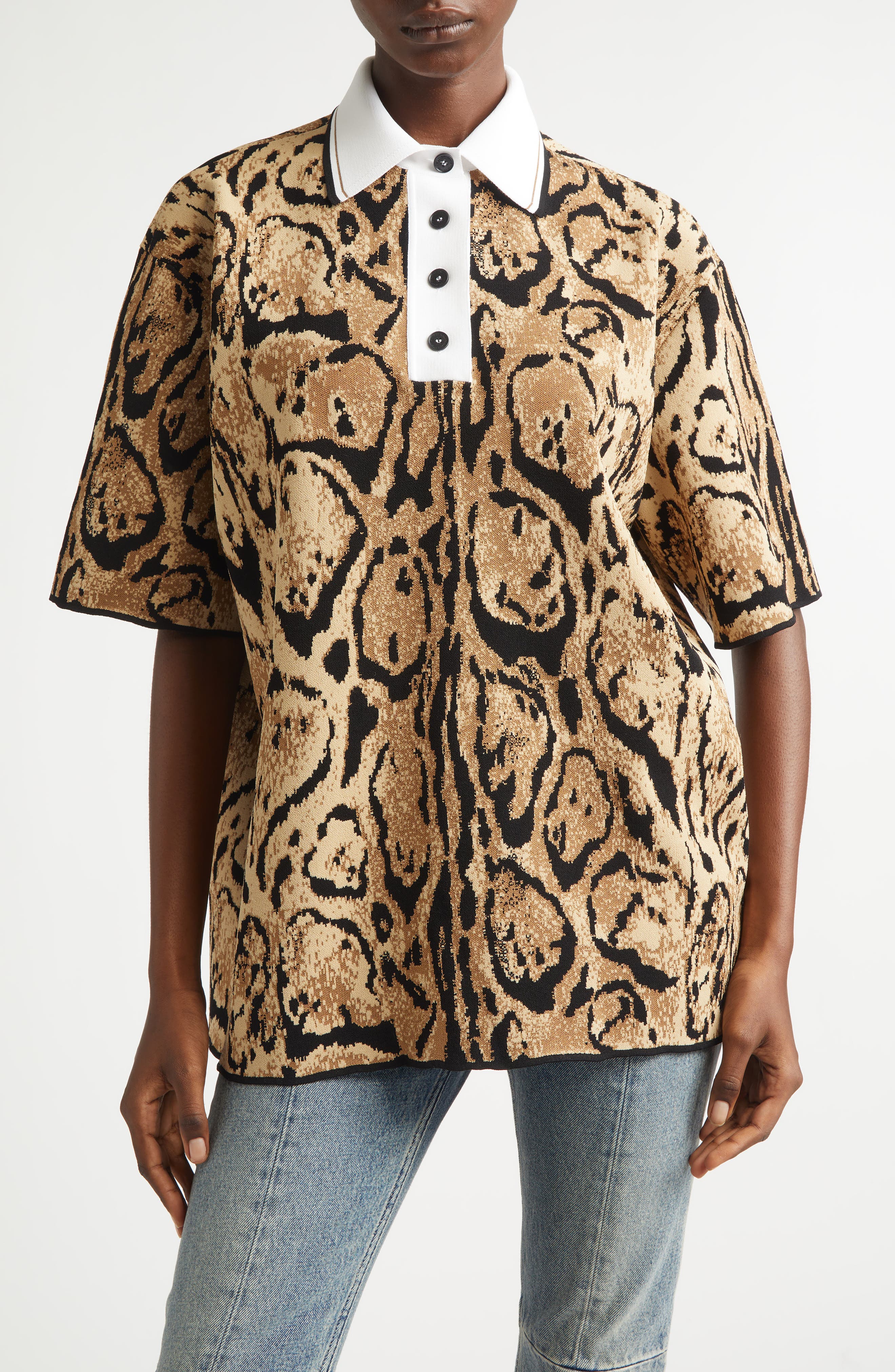 Cloud Leopard Polo Sweater