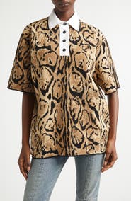 Stella McCartney Cloud Leopard Polo Sweater