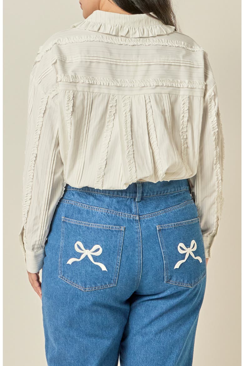 Pintucked and Ruffled Detail Shirt, Alternate, color, WHITE