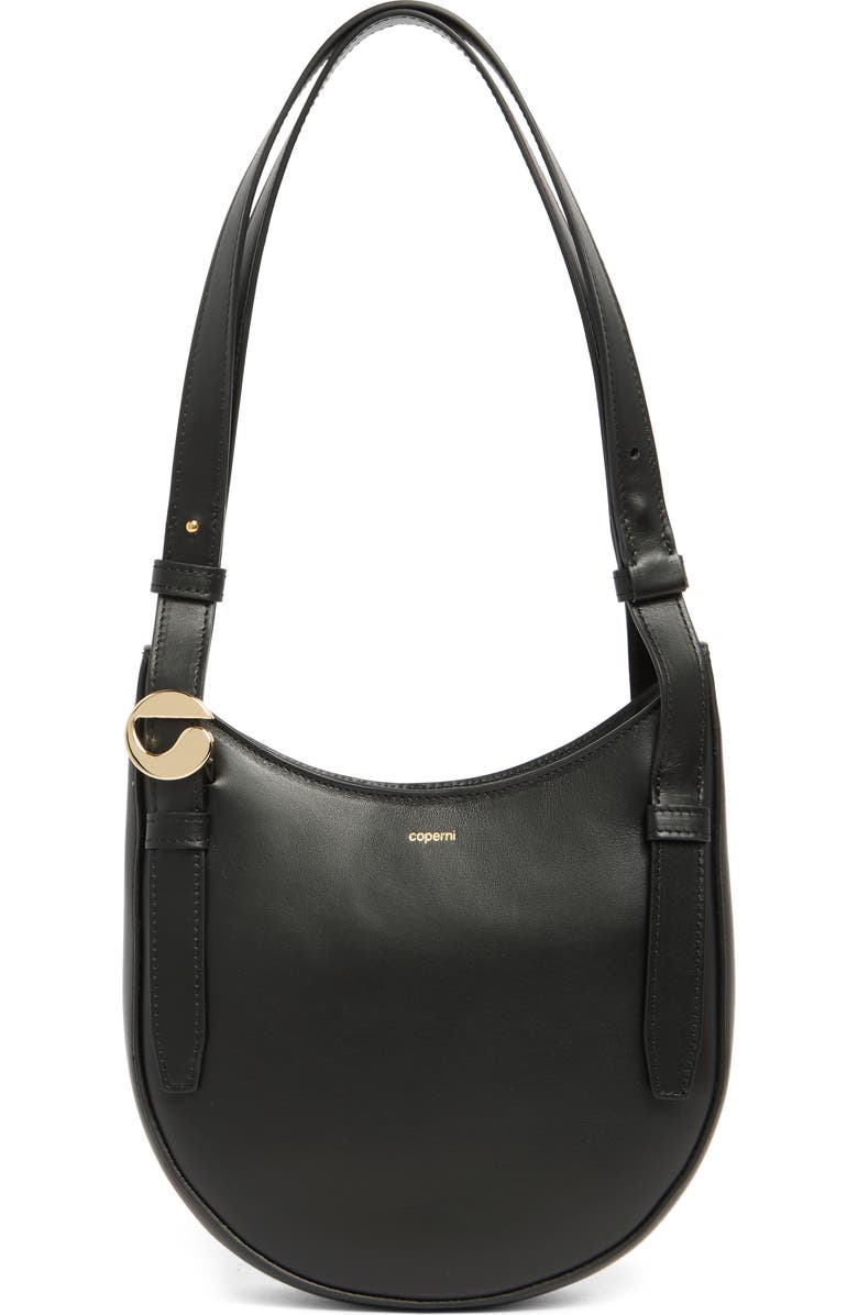 Coperni Mini Belt Strap Leather Hobo Bag, Main, color, Black