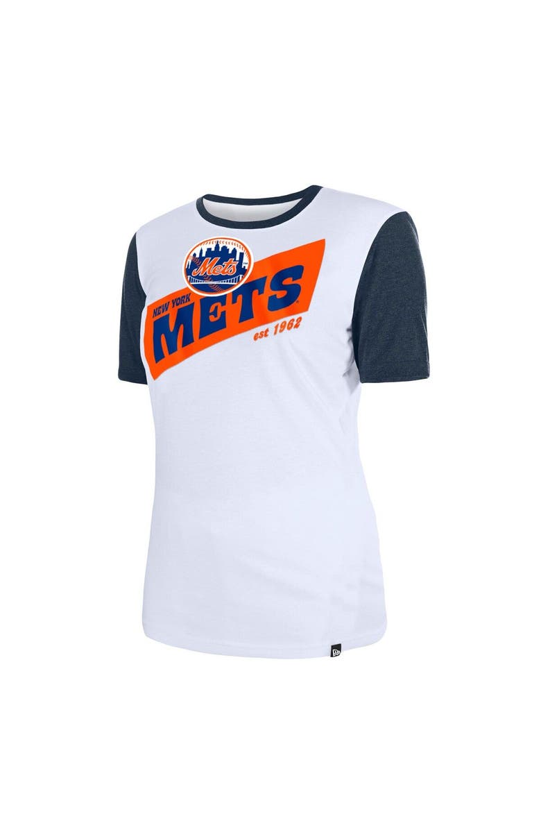 New Era Women's New Era White New York Mets Colorblock T-Shirt, Alternate, color, 