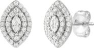Frankie & Zoe 14K White Gold Lab Grown Diamond Marquise Halo Stud Earrings