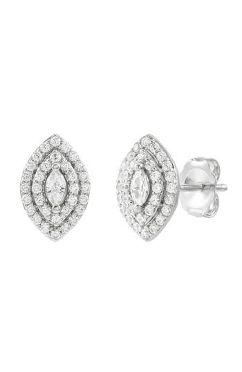 Frankie & Zoe 14k White Gold Lab Grown Diamond Marquise Halo Stud Earrings In Gold