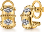Gabriel & Co. Bujukan Clover Diamond Huggie Hoop Earrings