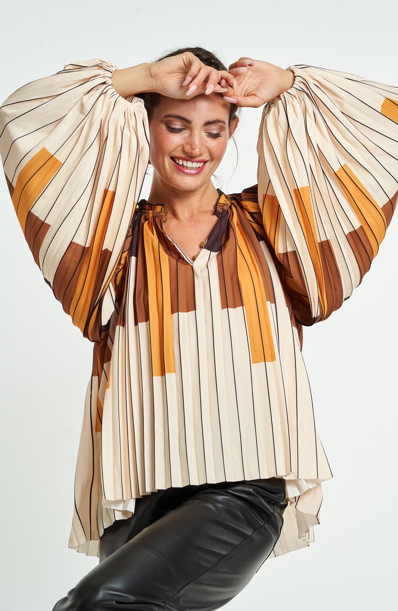 CIEBON Nicolette Printed Top, Alternate, color, Yellow Multi