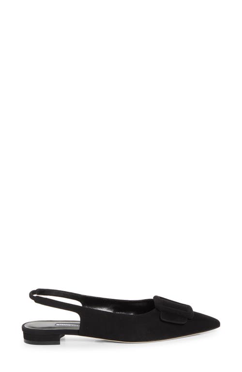 Manolo Blahnik Maylura Buckle Pointed Toe Slingback Flat In Multi