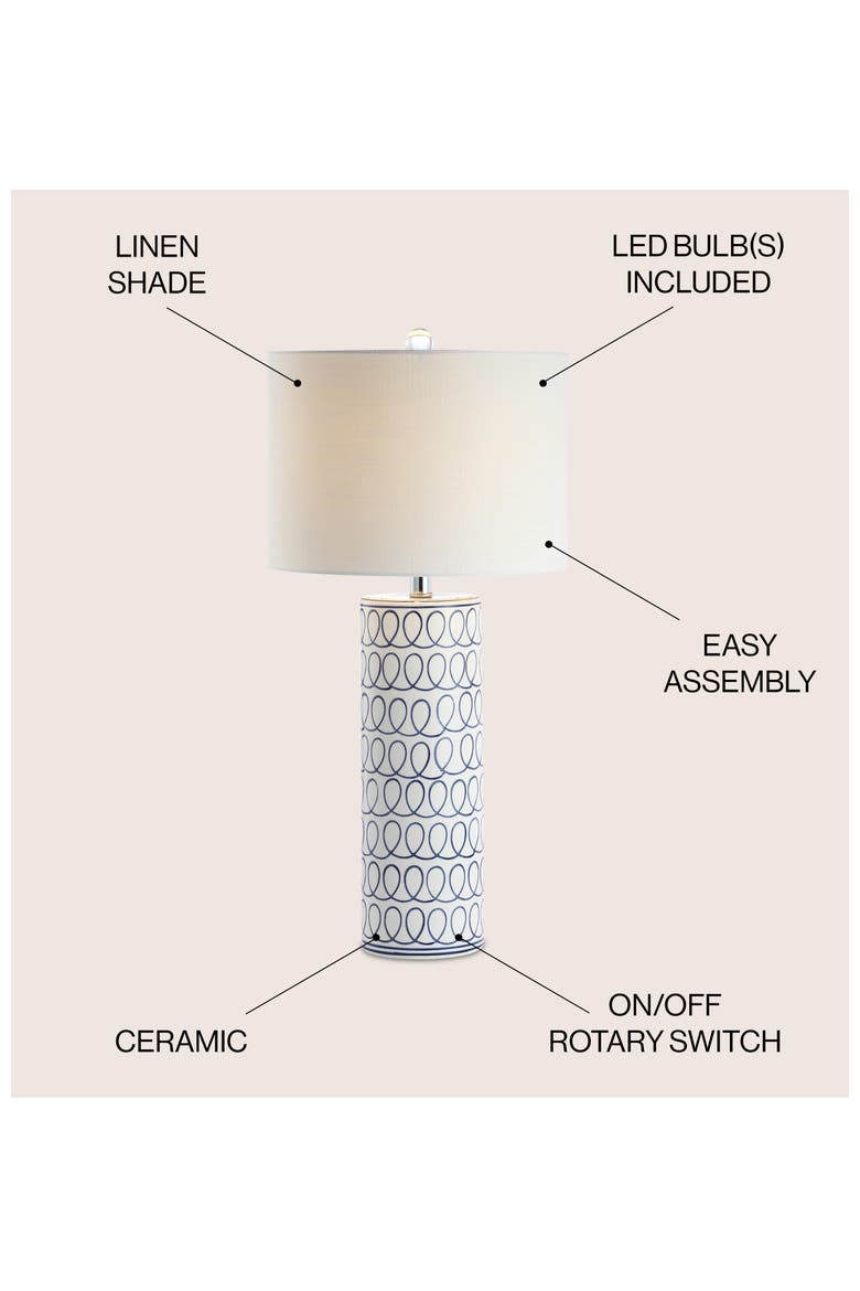 Loop 28.75" Ceramic Modern Column LED Table Lamp, Blue/White, Alternate, color, White/Blue